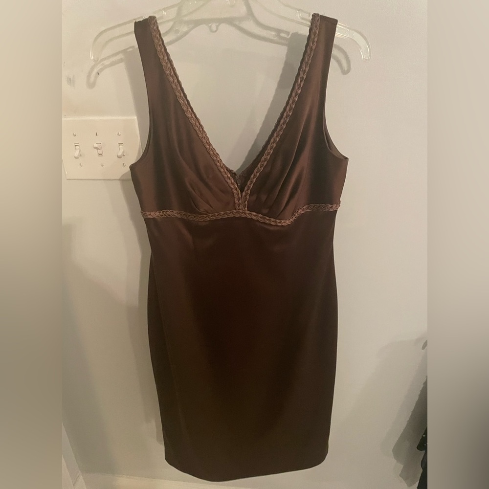 Classy and elegant chocolate brown Kay Unger cocktail dress
